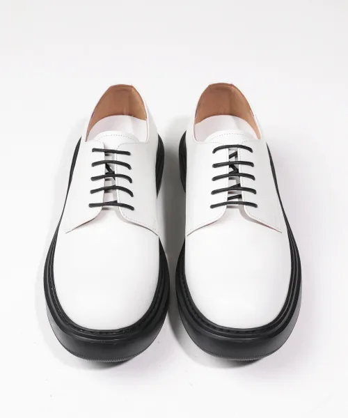 Мужские туфли из натуральной кожи Project 3 White Derby Drive Shoes BRENOWELT — фото 4