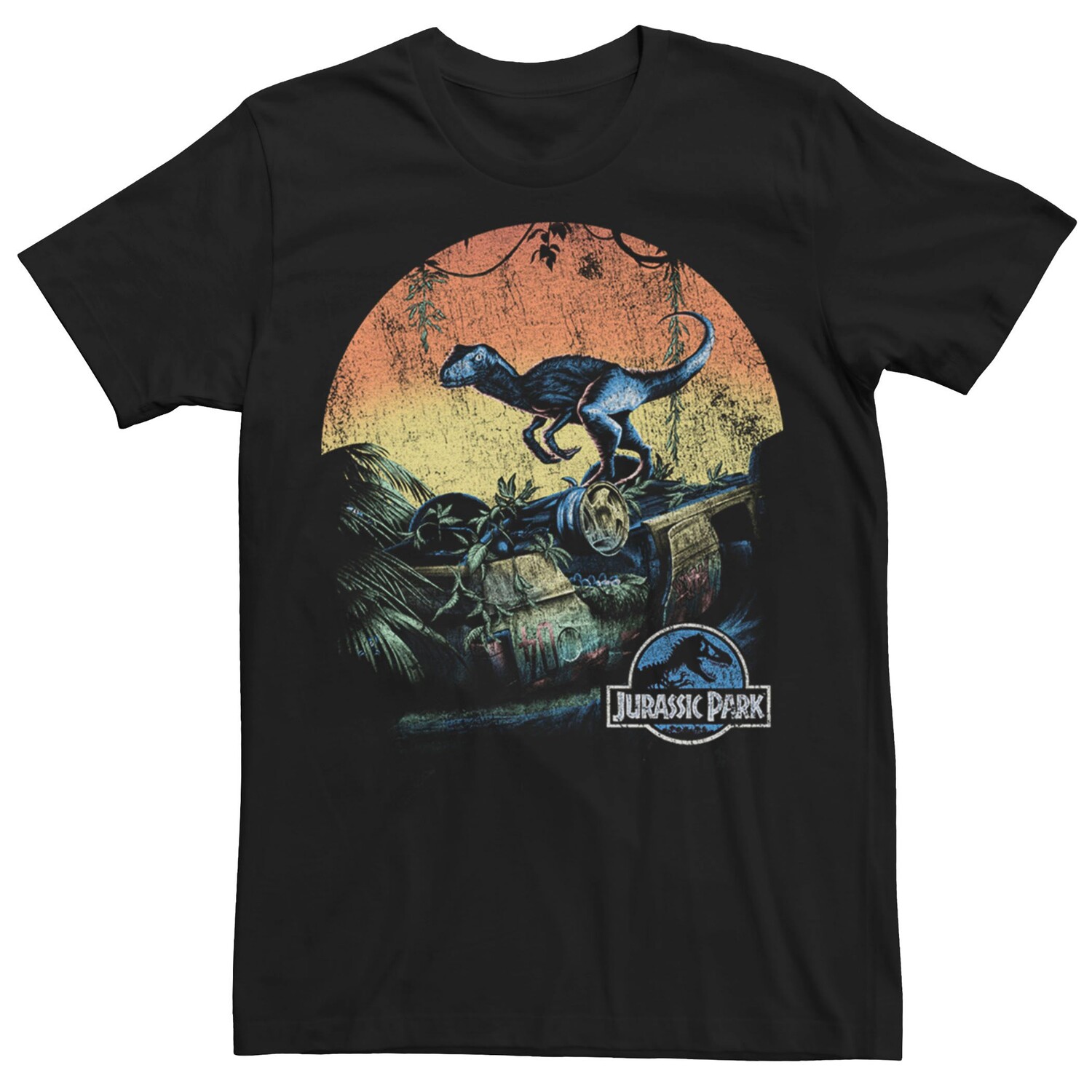 

Мужская футболка Jurassic World Retro Raptor Sunset в джунглях Licensed Character