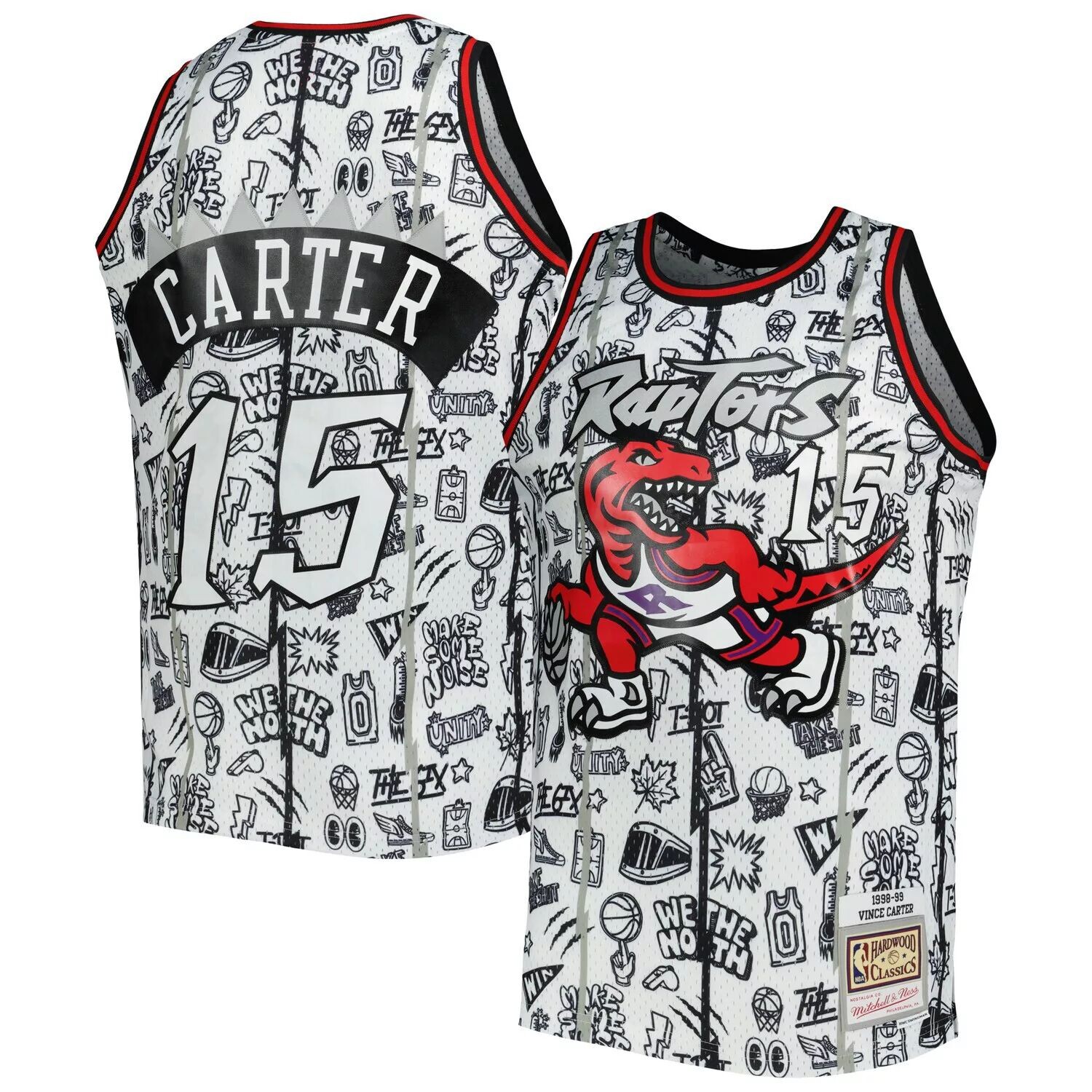 

Мужская белая майка Mitchell & Ness Vince Carter Toronto Raptors 1998-99 гг. из твердой древесины Classics Doodle Swingman, Белый, Мужская белая майка Mitchell & Ness Vince Carter Toronto Raptors 1998-99 гг. из твердой древесины Classics Doodle Swingman