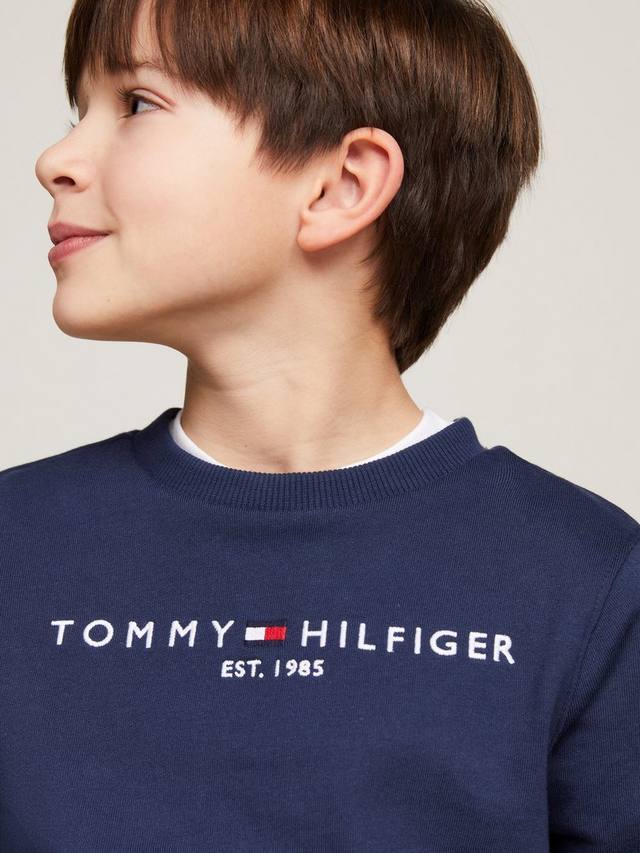 Детский базовый свитшот из органического хлопка с логотипом Tommy Hilfiger, Twilight Navy — фото 3