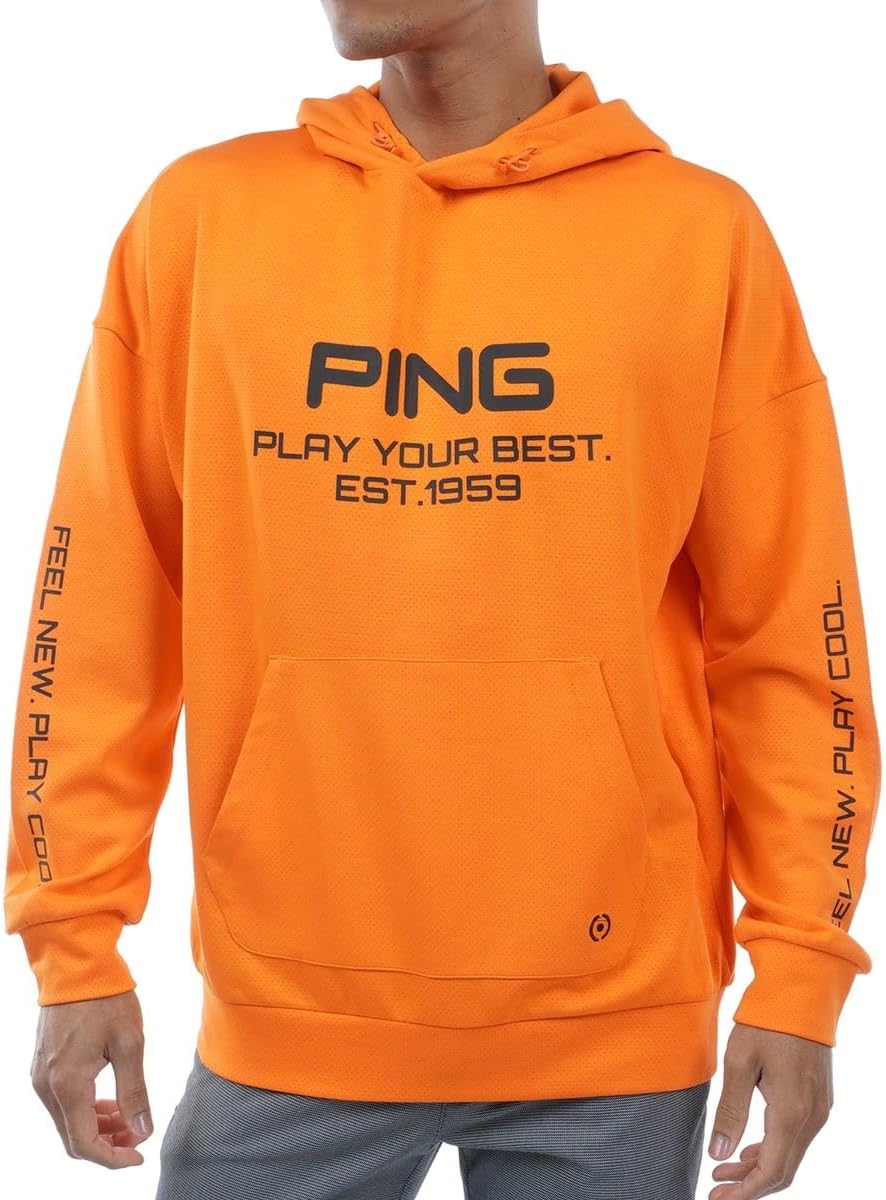 

Мужская толстовка с длинным рукавом Pin Apparel 621-4162105, картонный трикотаж, защита от УФ-излучения, капюшон для гольфа, 150orange, LL Ping, оранжевый