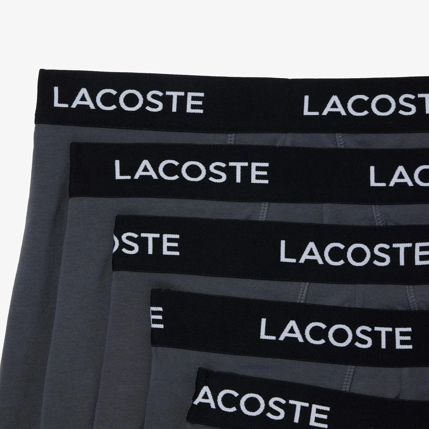 Боксеры Lacoste Cotton Stretch Essentials, набор из 5 пар, серый — фото 4