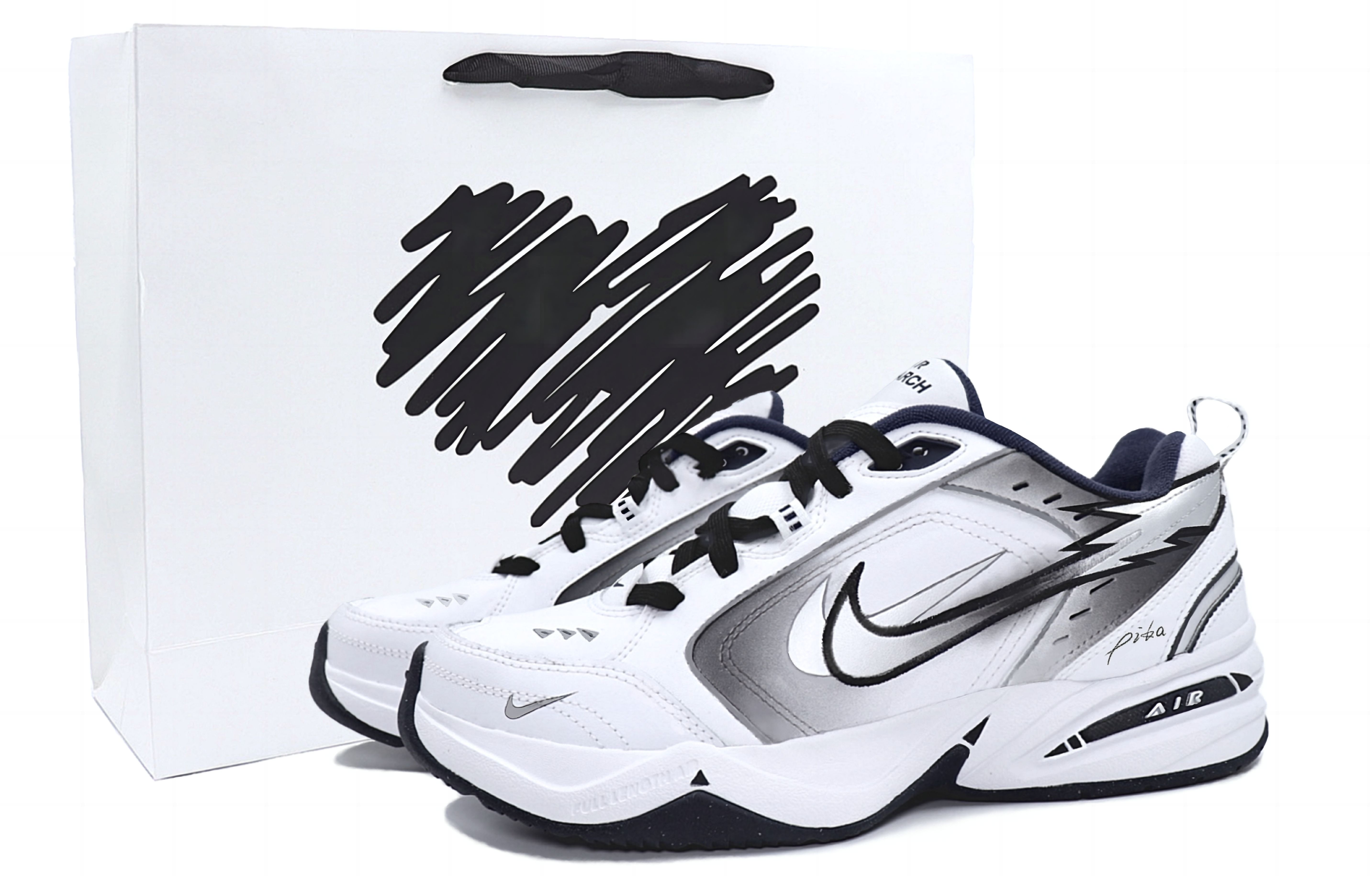 

Кроссовки Nike Air Monarch 4 Chunky Sneakers Unisex Low-top White/Silver/Black, черный