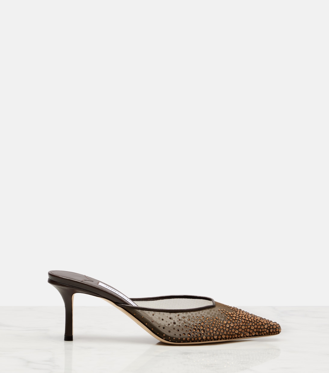 Мюли Vivi 65 из сетчатой ткани с кристаллами Jimmy Choo, коричневый — фото 4