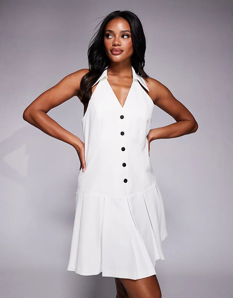 

Теннисное мини-платье River Island с воротником белого цвета