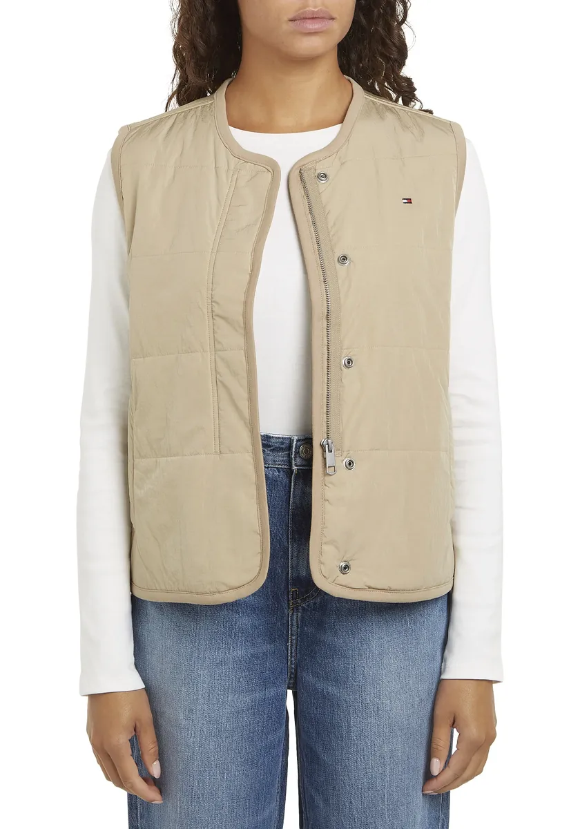 Стеганый жилет Tommy Hilfiger "JERSEY LINED VEST" с флагом-логотипом Tommy Jeans, бежевый — фото 2