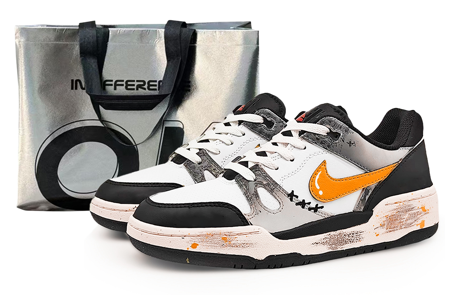 

Nike Полноразмерные SIN3A устойчивые к истиранию лоу-топы для скейтбординга мужские черно-бело-оранжевые, цвет Black White Orange