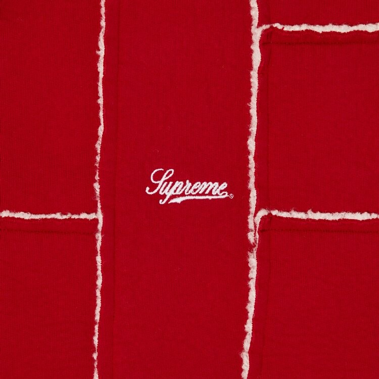 Толстовка Supreme Faux Shearling Zip Up Hooded 'Red', красный — фото 3