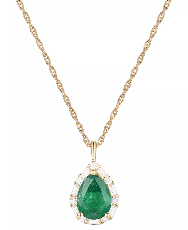 

Ожерелье с подвеской в виде капли изумруда (1 карат) и бриллианта (1/5 карата) длиной 18 дюймов из 14-каратного золота (также с рубинами и сапфирами) Macy'S, emerald