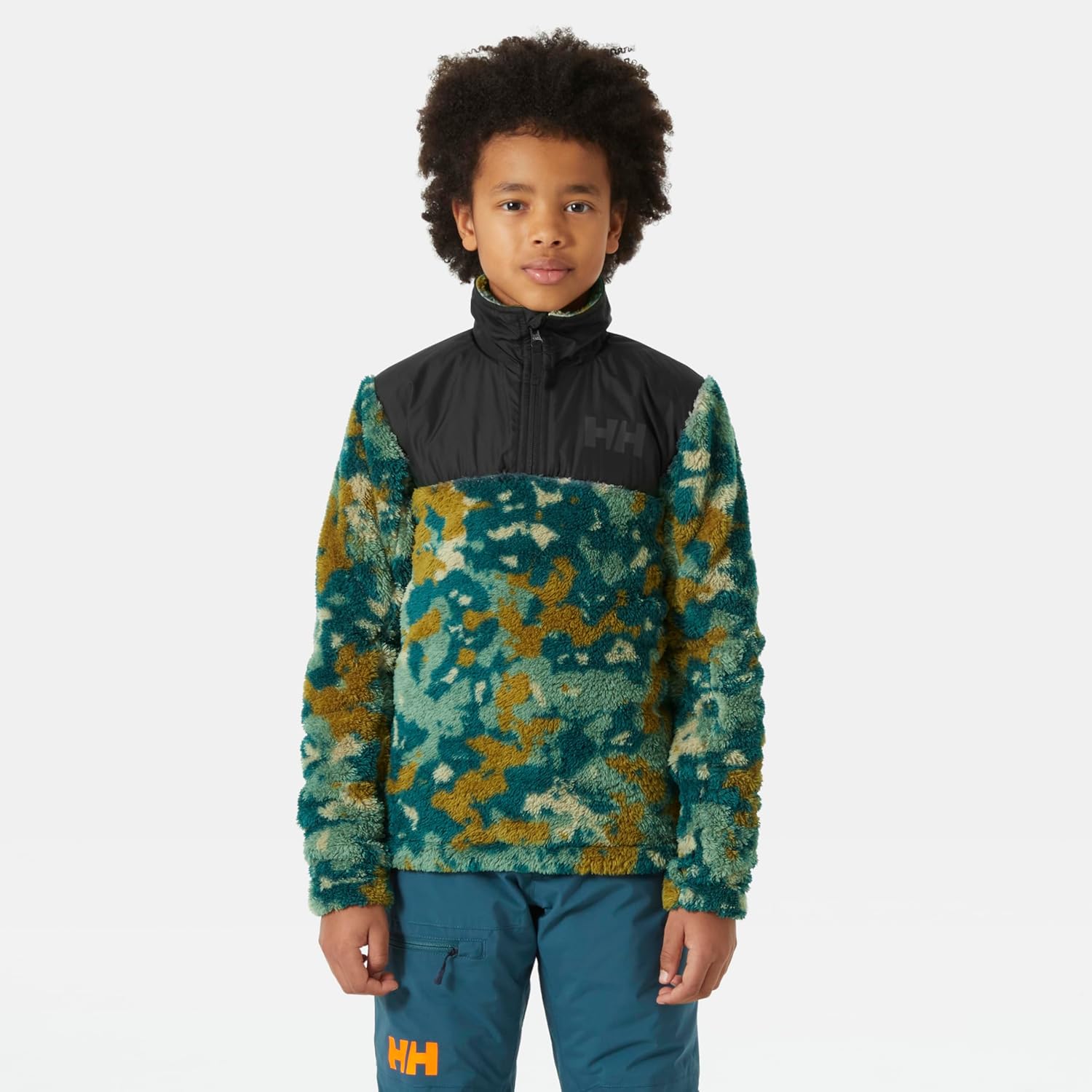 Helly-Hansen unisex-child Helly Hansen Junior's Champ 1/2 Zip Fleece Midlayer, 453 Dark Creek Splash Camo Aop — фото 3