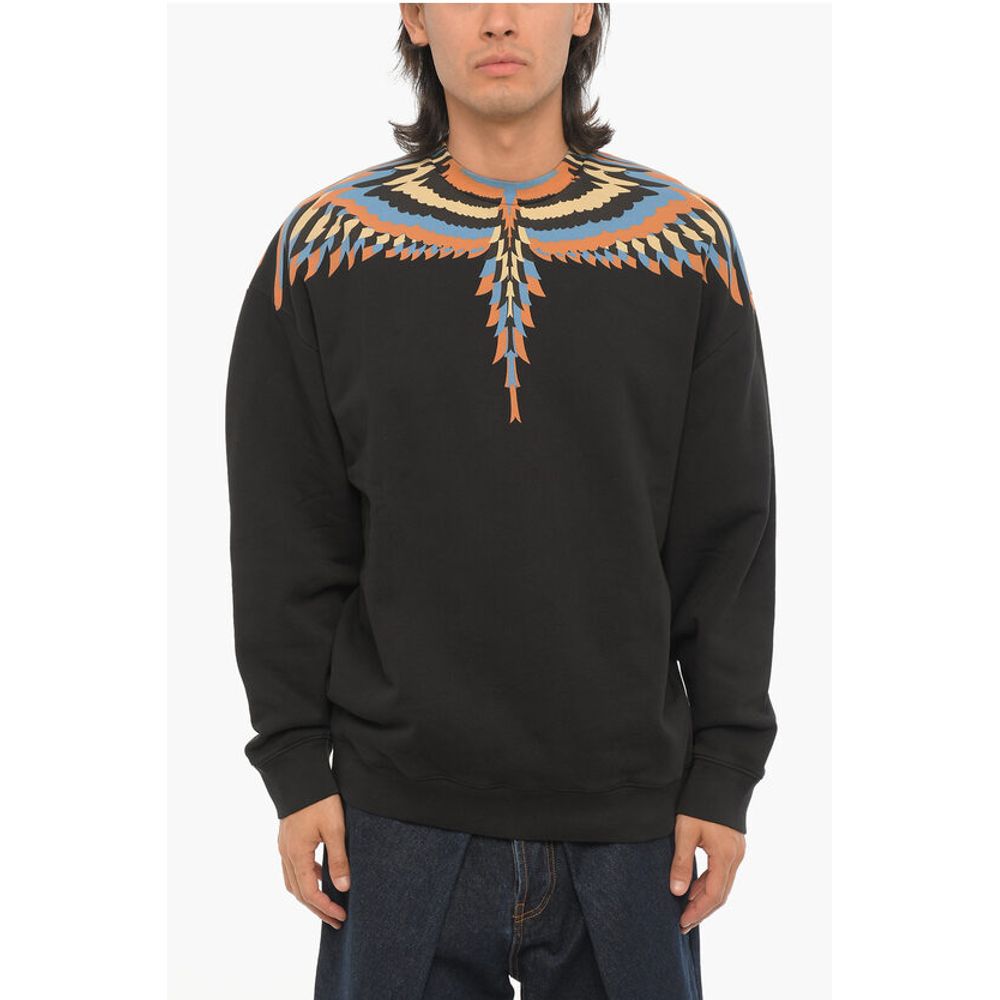 

Толстовка с круглым вырезом OPTICAL WINGS из начесаного хлопка Marcelo Burlon, Black