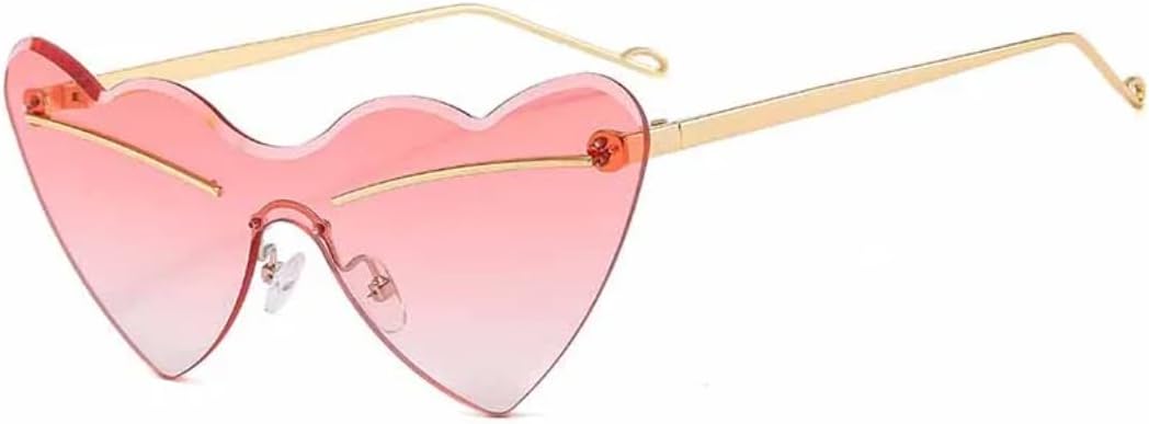 

Модные женские солнцезащитные очки в форме сердца без оправы, роскошные мужские солнцезащитные очки с металлическими дужками для вечеринок и улицы, с застежкой UV400 TVTBBVV, Gold Pink