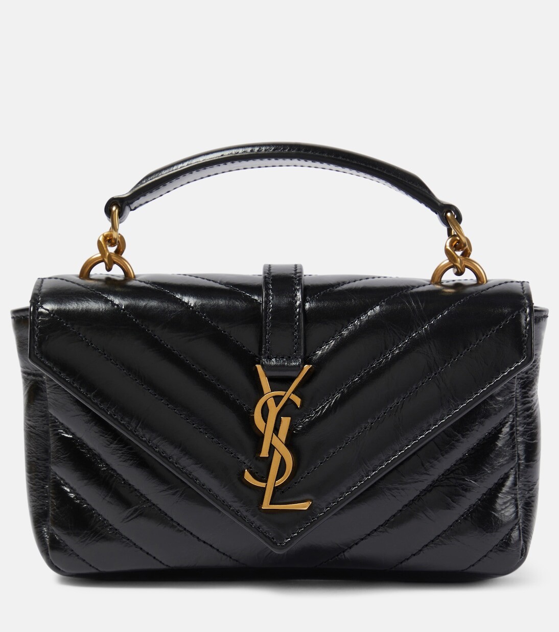 

Сумка на плечо college mini из кожи металлассе Saint Laurent, черный