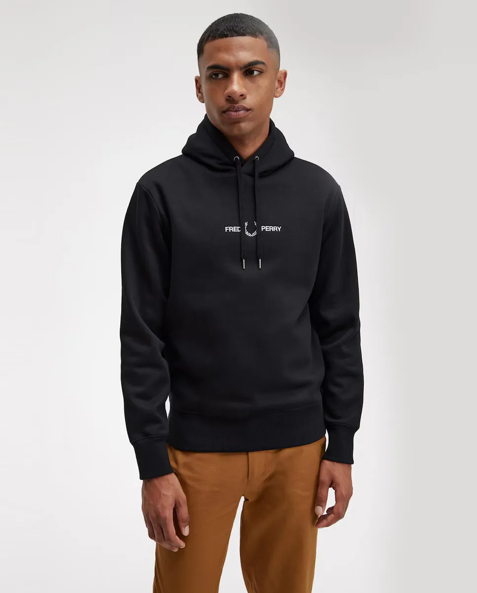

Мужская однотонная толстовка с капюшоном Fred Perry, чёрный
