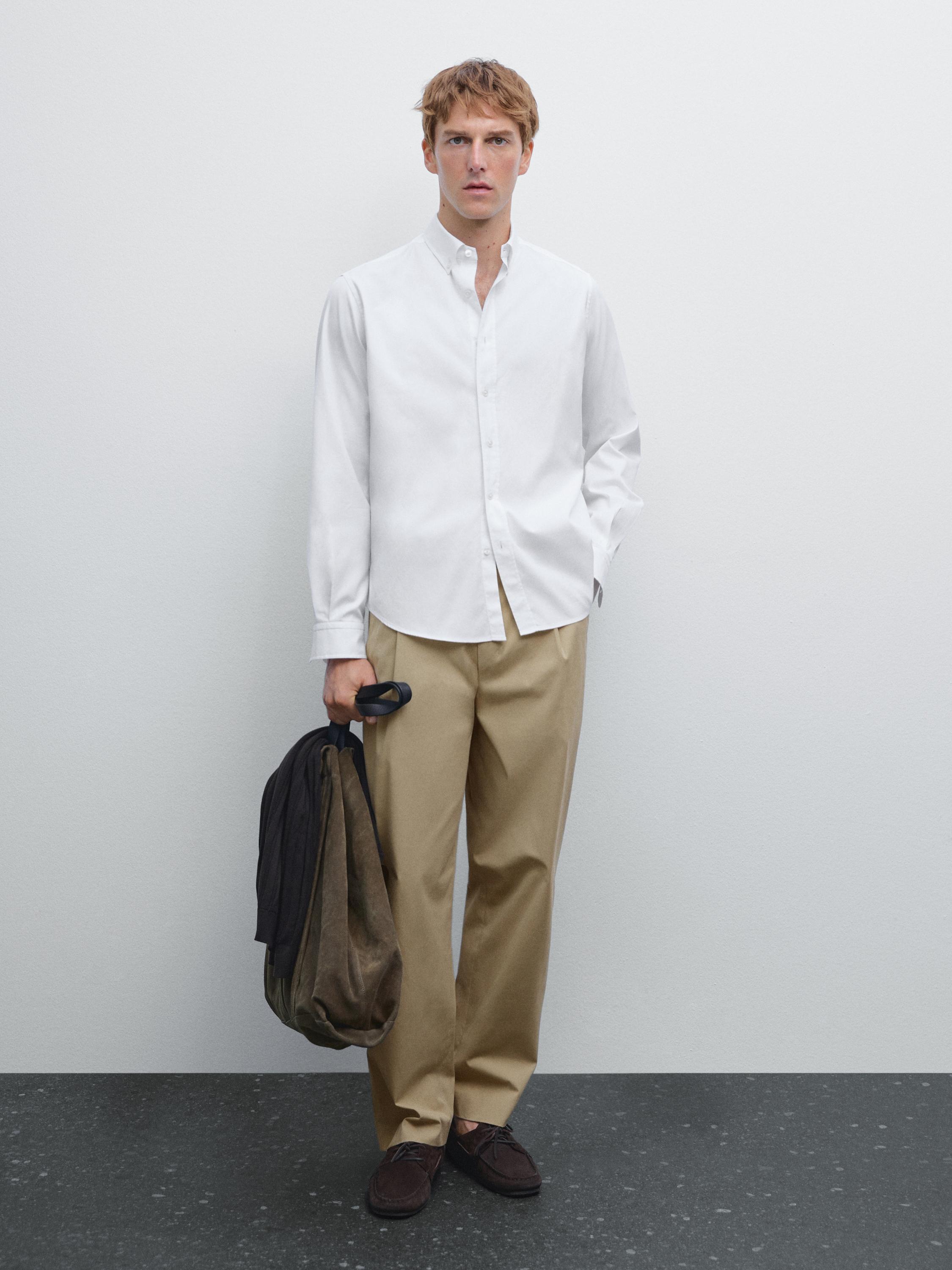 

Рубашка Оксфорд классического кроя Massimo Dutti, белый