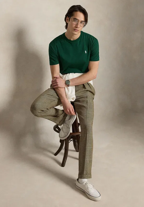 Футболка Polo Ralph Lauren Custom Slim Fit Jersey Crewneck Basic T-Shirt, новый лесной — фото 2