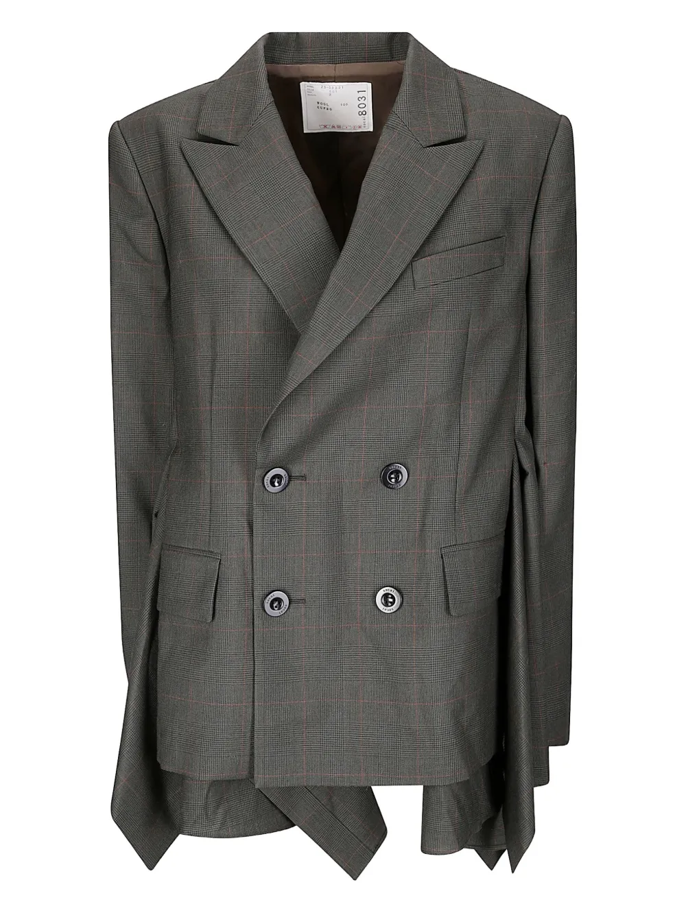 

Однобортный пиджак в клетку Sacai, серый