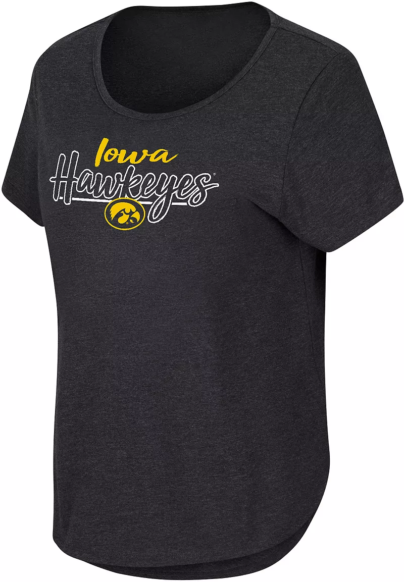 

Женская черная футболка с закругленным краем Colosseum Iowa Hawkeyes
