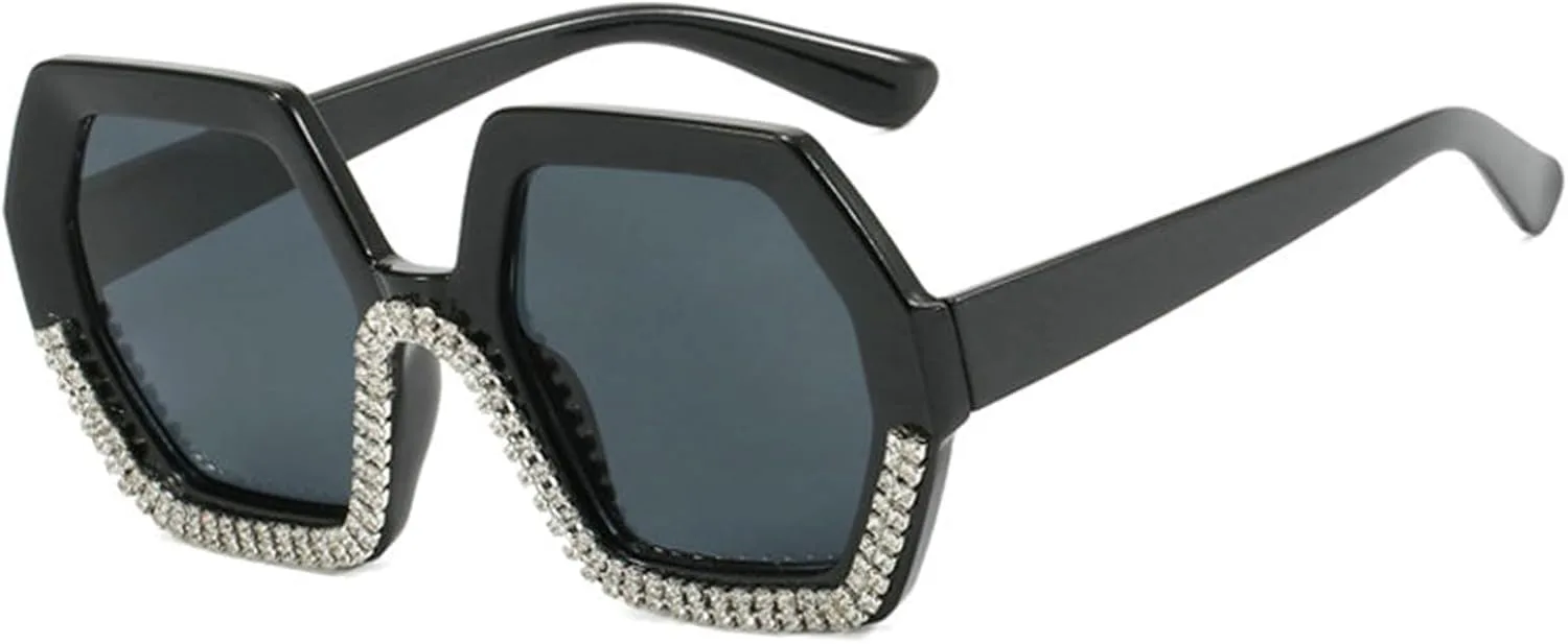 

Солнцезащитные очки Helena Polygon со стразами для женщин, модные солнцезащитные очки с бриллиантами, сексуальные женские сверкающие очки для вечеринки, Black