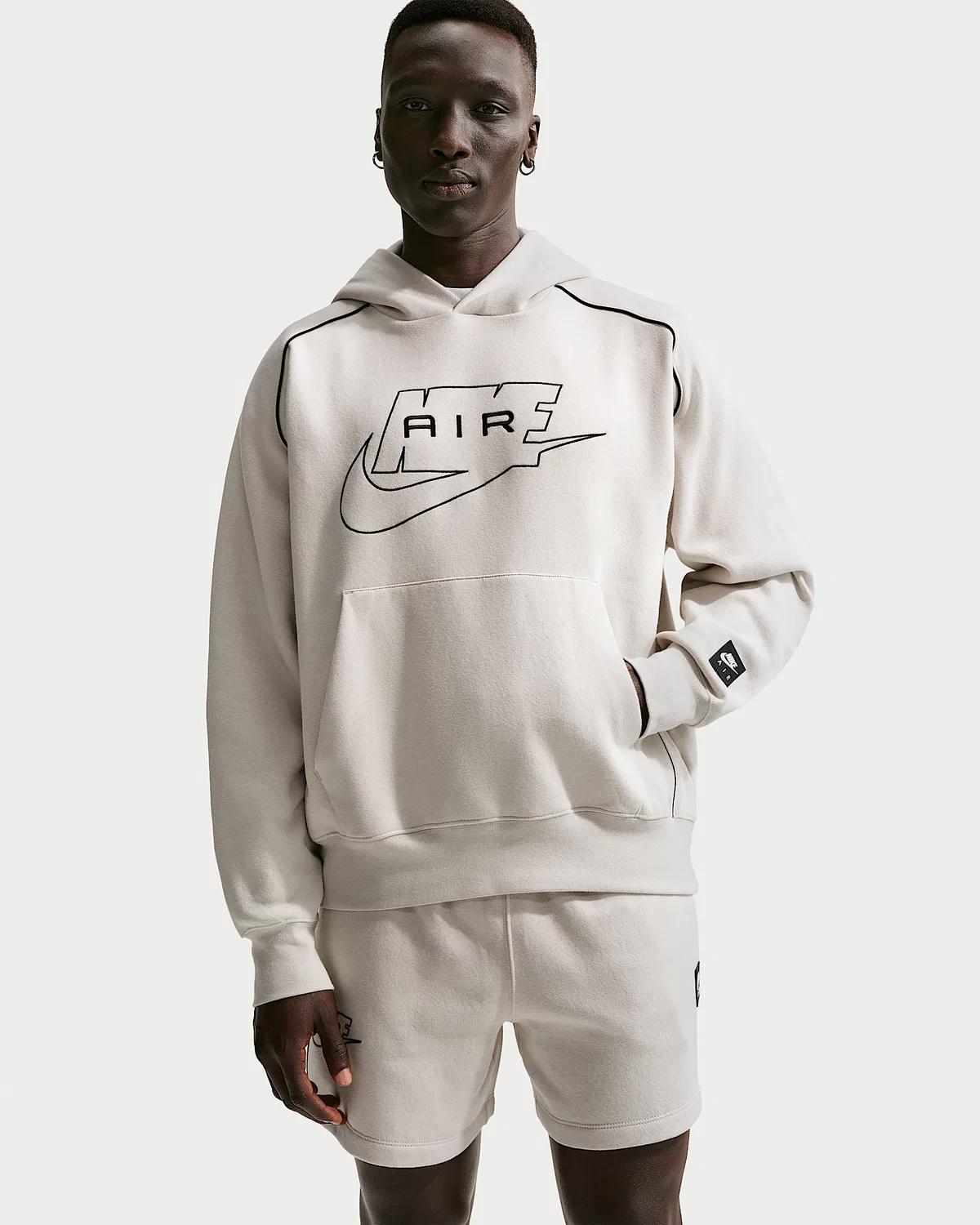 Мужская флисовая худи-пуловер Nike Air, Light Bone/Black/Black