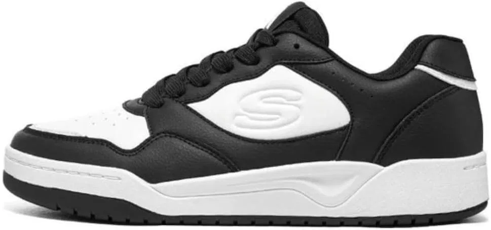Кроссовки Skechers Unisex Koopa Volley Low Varsity Trainers, Black And White Duraleather Leather Mesh