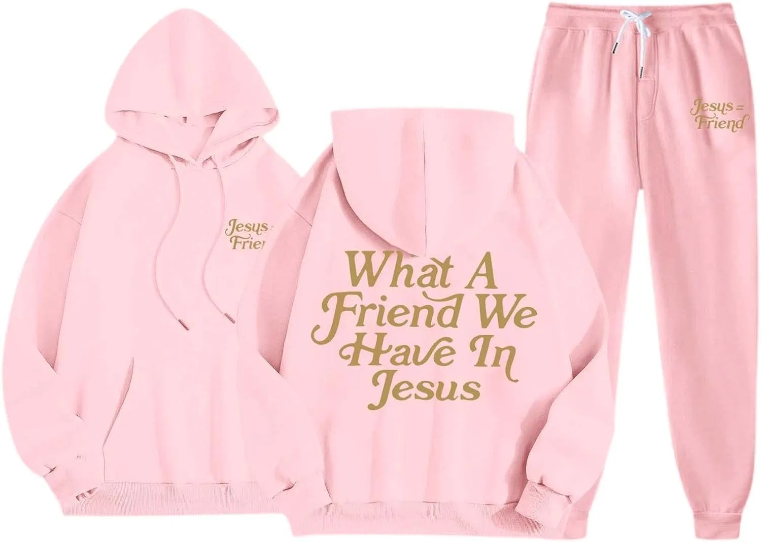 Женский спортивный костюм с принтом, капюшоном и карманами, A-pink