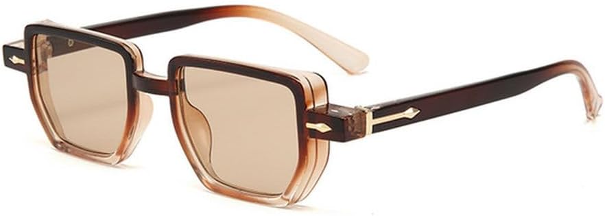 

Винтажные солнцезащитные очки Polygon для женщин, модные, с прозрачными линзами цвета океана, защита от УФ-излучения UV400, мужские солнцезащитные очки с заклепками TVTBBVV, Brown