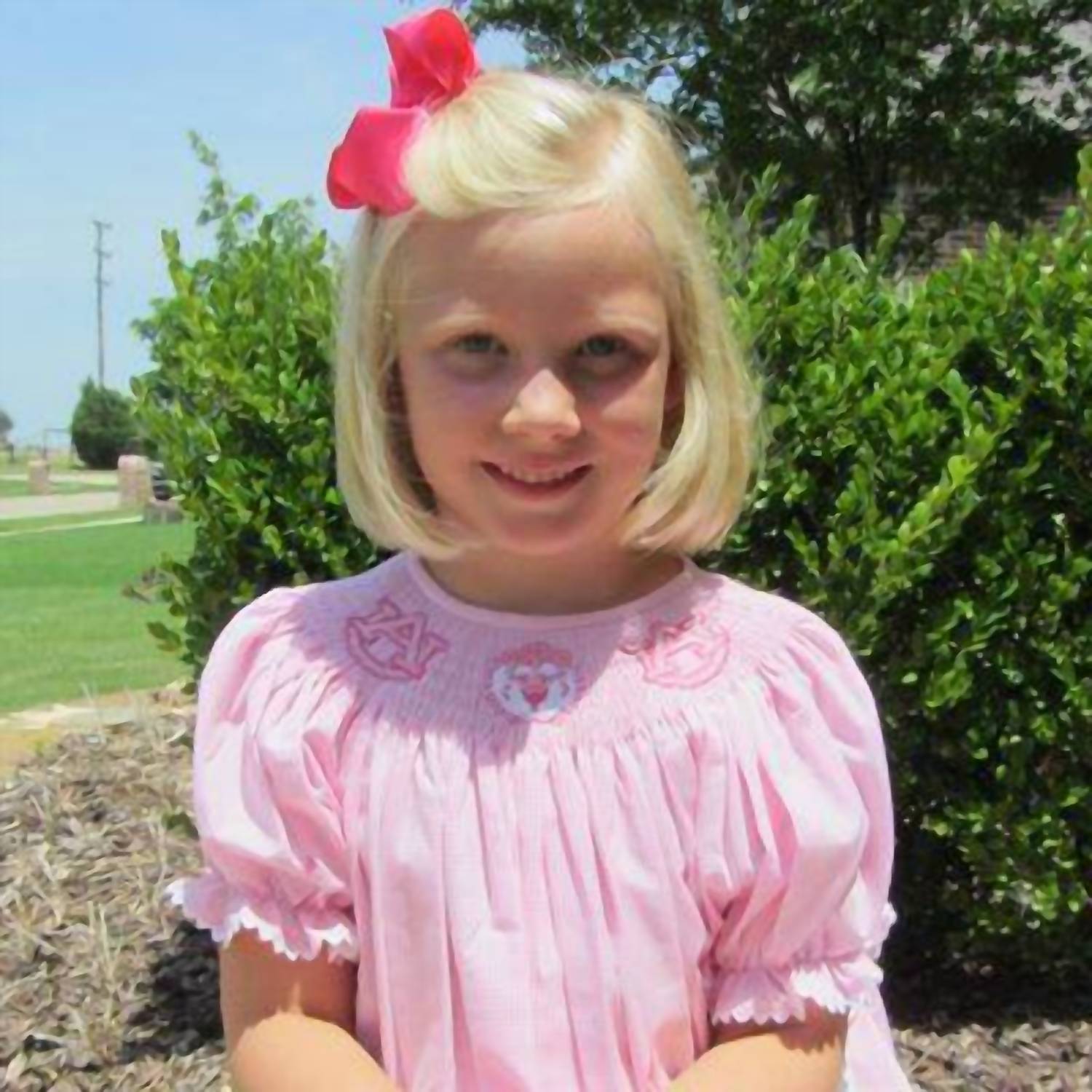 

Детское платье-епископ в клетку Auburn University розового цвета Vive La Fete