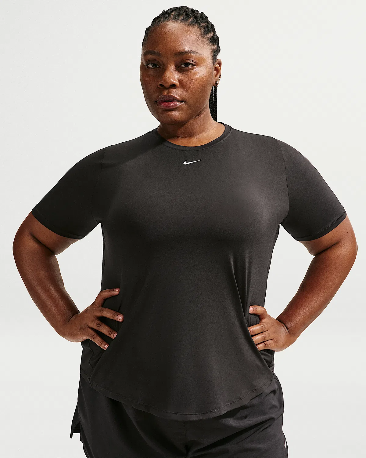 Женский топ с коротким рукавом Dri-FIT (плюс сайз) Nike One Classic, Black/White