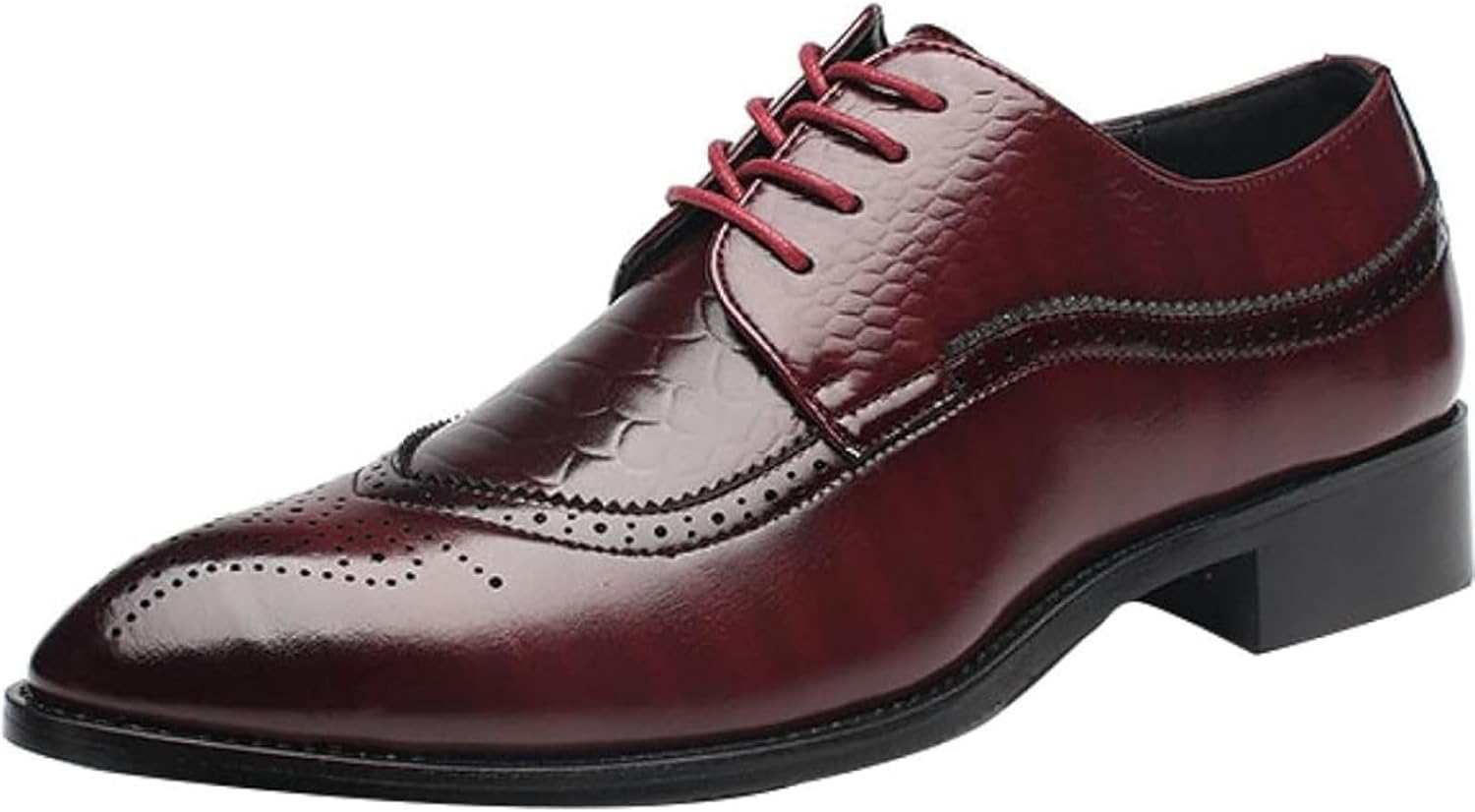

Мужские классические кожаные деловые оксфорды с острым носком на шнуровке, комфортные свадебные туфли для бала и повседневной носки Xinduoyu, красный