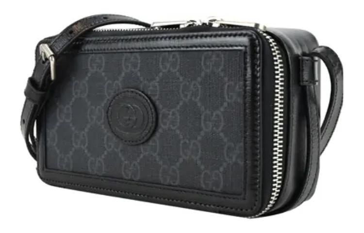 Миниатюрная кожаная сумка-кроссбоди GUCCI черного цвета — фото 2