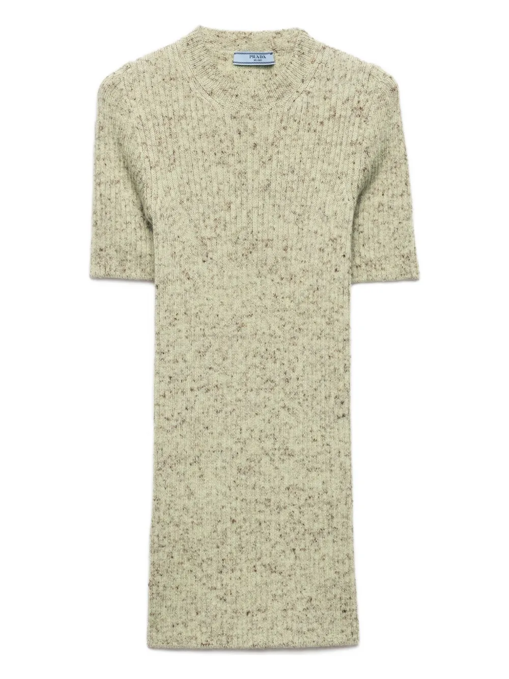 

Короткий рукав, вязаный свитер в рубчик Prada, зеленый