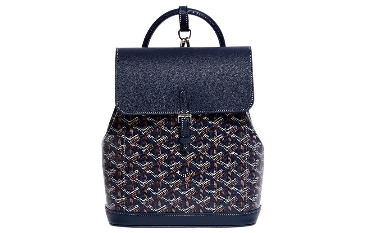 

Альпийский холщовый рюкзак мини унисекс с кожаной спинкой морской синий GOYARD