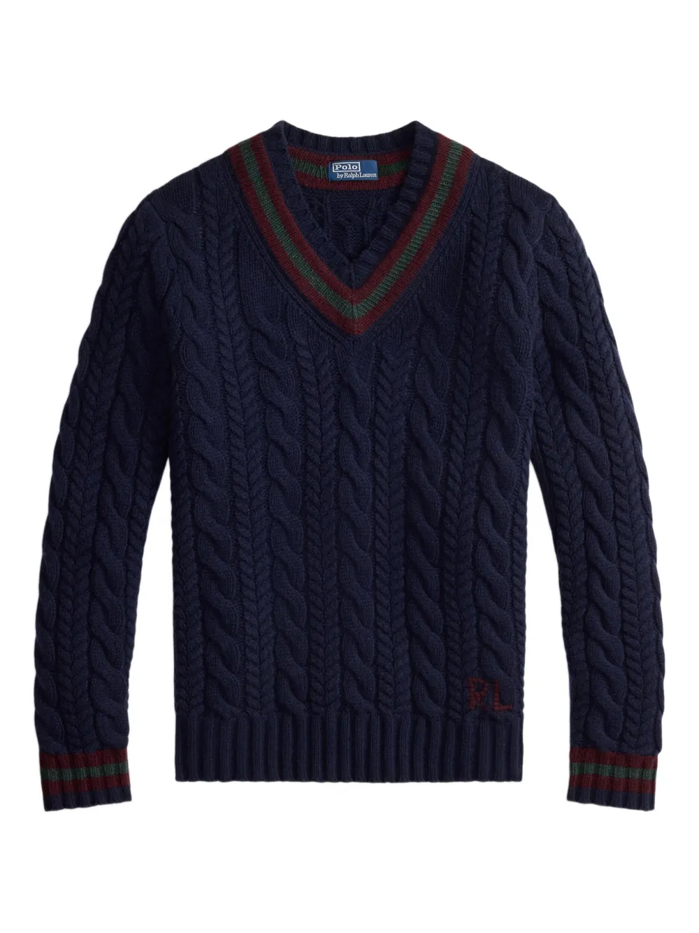 

Свитер фактурной вязки с V-образным вырезом POLO RALPH LAUREN, синий