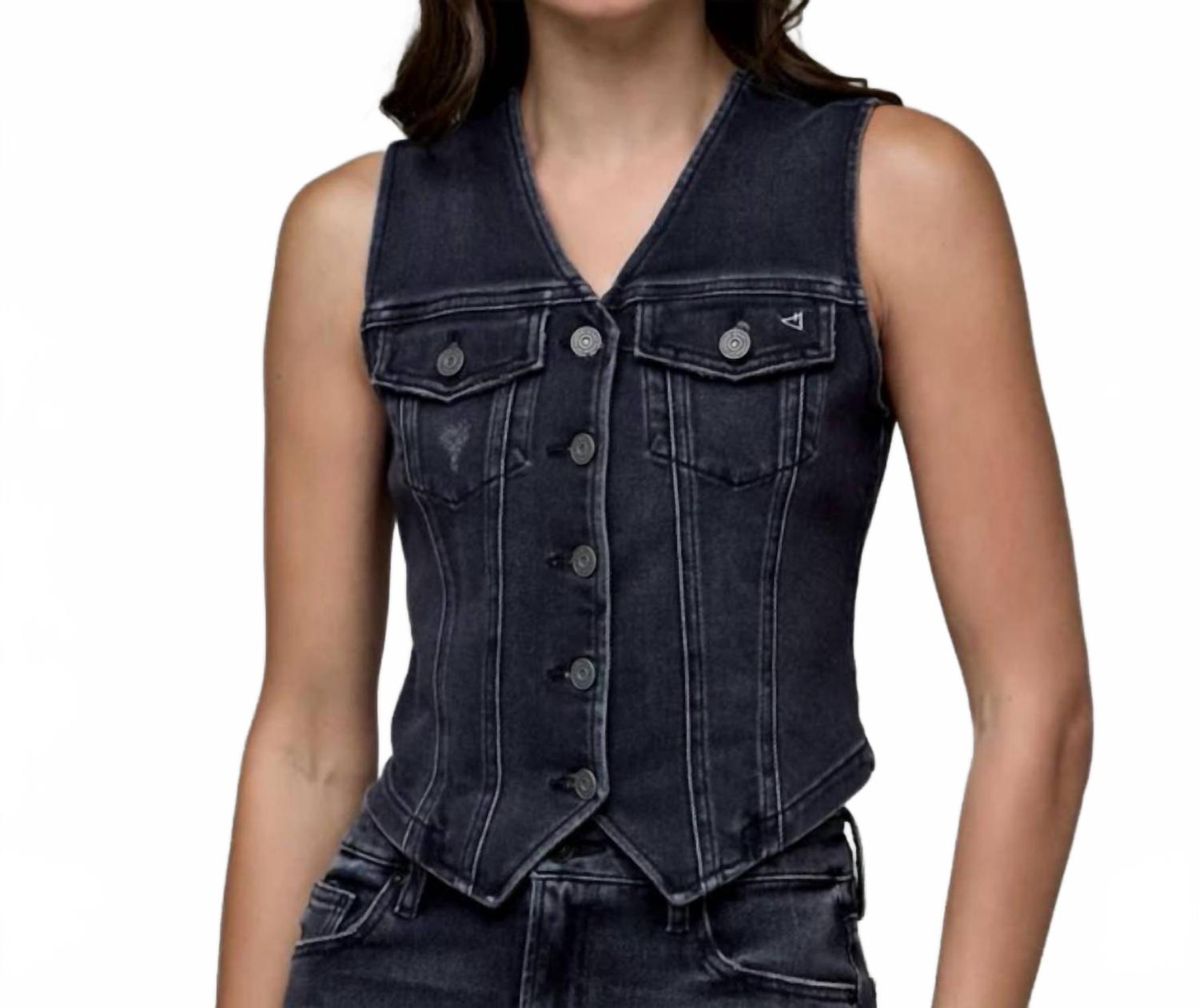 

Приталенный джинсовый жилет цвета древесного угля Hidden, Charcoal