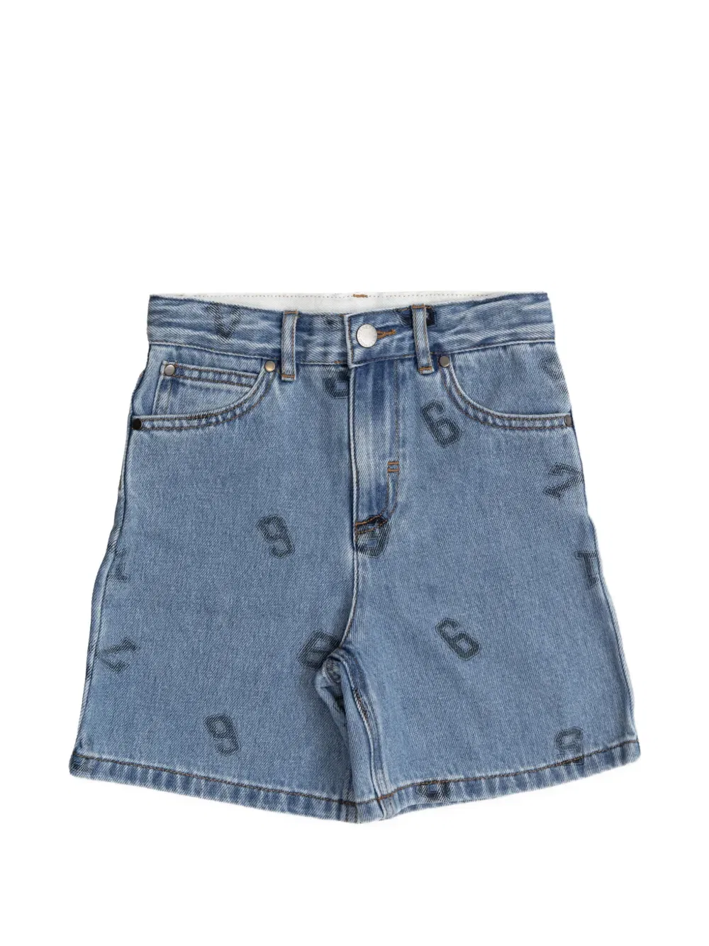 Джинсовые шорты с принтом в виде цифр Stella Mccartney Kids, синий