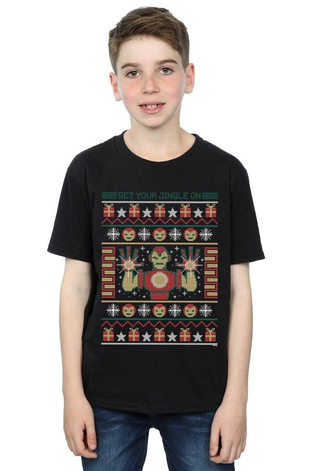 

Футболка Iron Man Get Your Jingle On Fair Isle Marvel, черный