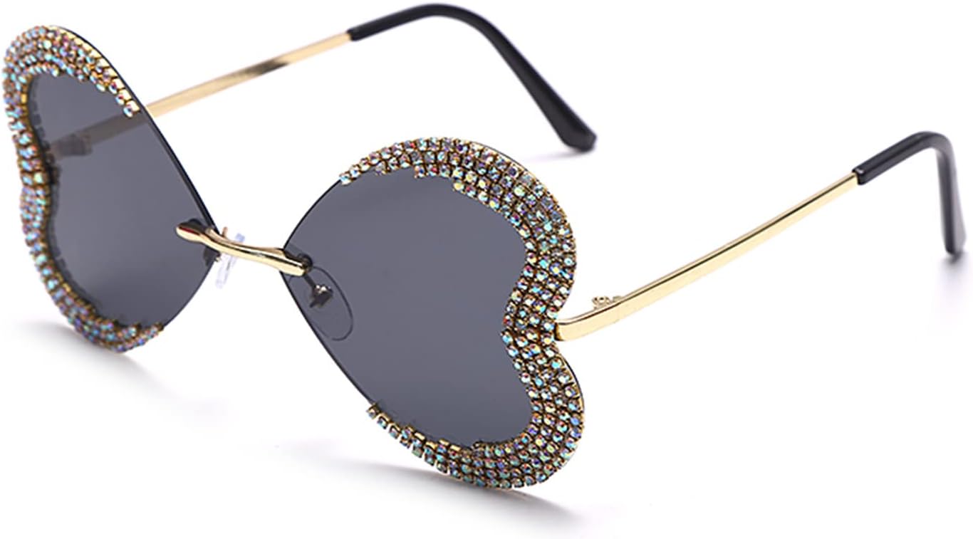 

willochra Милая девочка. Сверкающие конфетные цвета. Оправа в форме сердца. Солнцезащитные очки с кристаллами. Защита от УФ-излучения. Солнцезащитные очки для вечеринки со стразами, Black