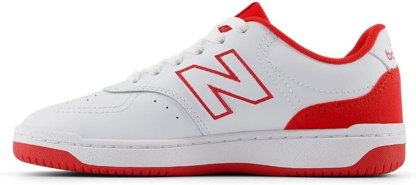 Кроссовки New Balance Unisex-Child Bb80 V1 на шнуровке, белый/красный — фото 2
