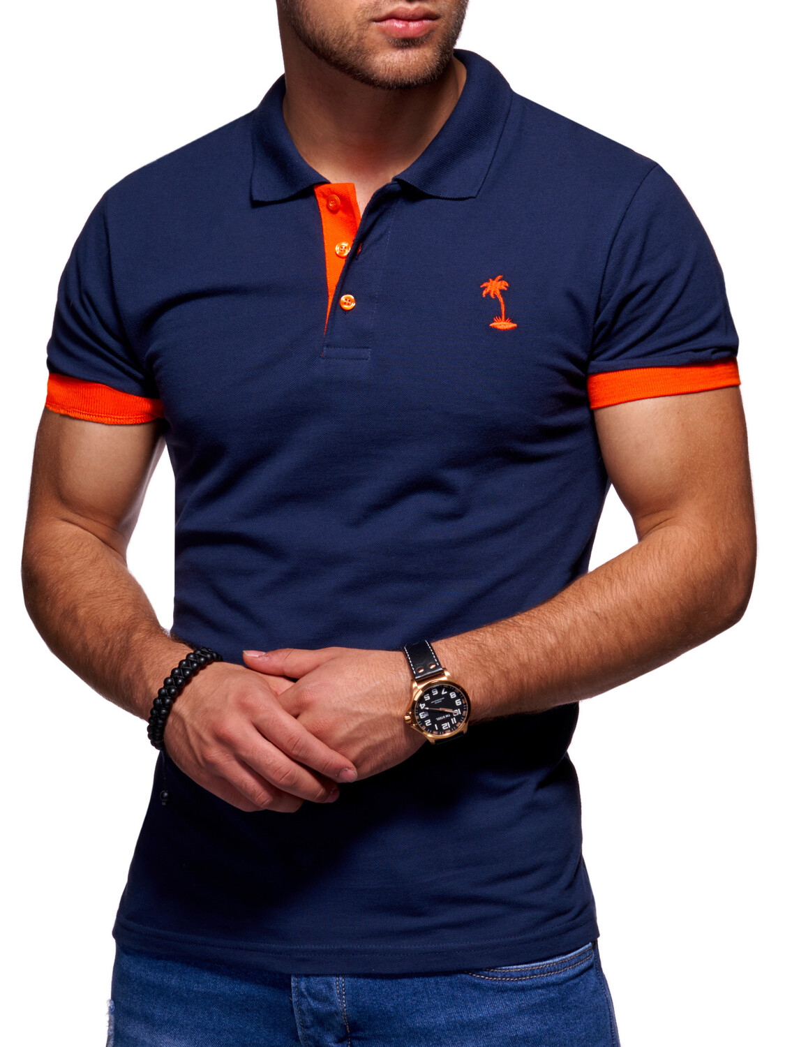 

Поло Style Division SDLOSANG, цвет Navy-Orange