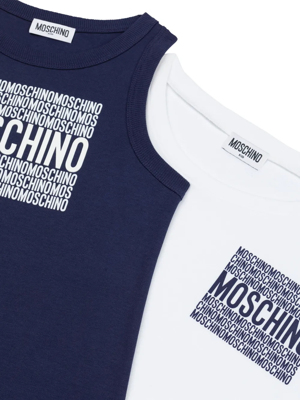 Комплект из укороченной футболки и топа Moschino Kids, синий — фото 3