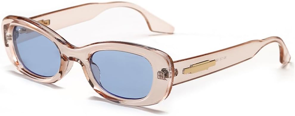 

Солнцезащитные очки прямоугольной формы для женщин в стиле ретро с металлическим декором, защита от УФ-излучения UV400; солнцезащитные очки овальной формы для мужчин LANGSER, Tea Blue