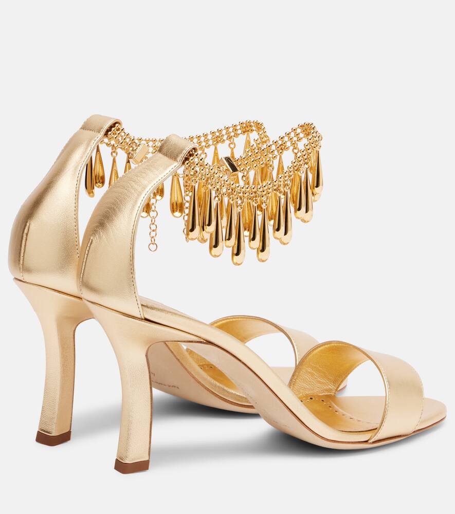 Nicusan 90 сандалии из кожи с декором Manolo Blahnik, Gold 7103 — фото 2