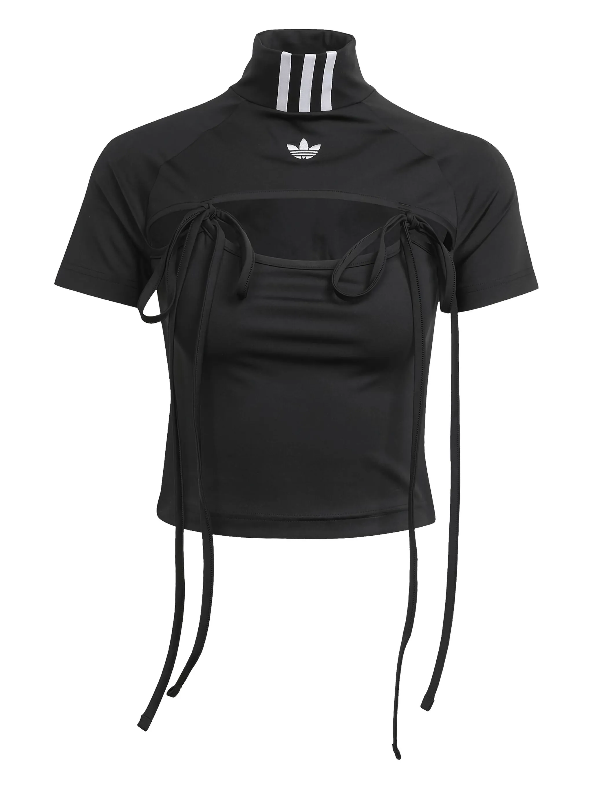 

Топ с высоким воротником и завязками Adidas, черный