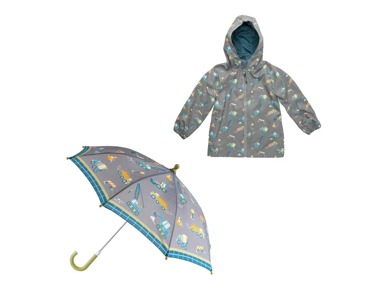 

Дождевик Construction Kids' Raincoat & Umbrella Set Stephen Joseph, серый/мультиколор