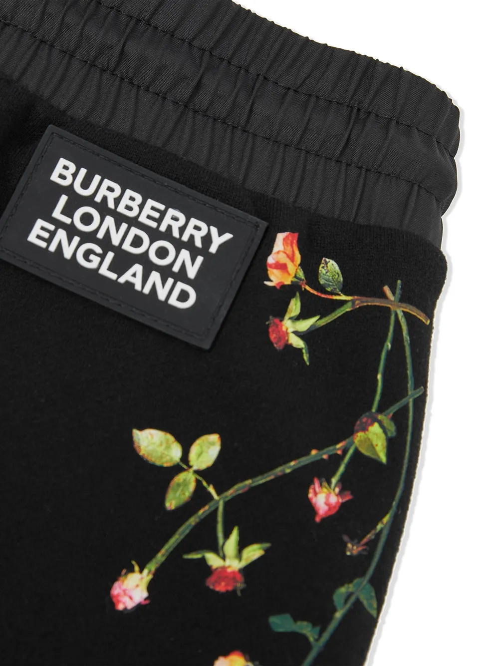 Шорты с цветочным принтом BURBERRY KIDS, черный — фото 3