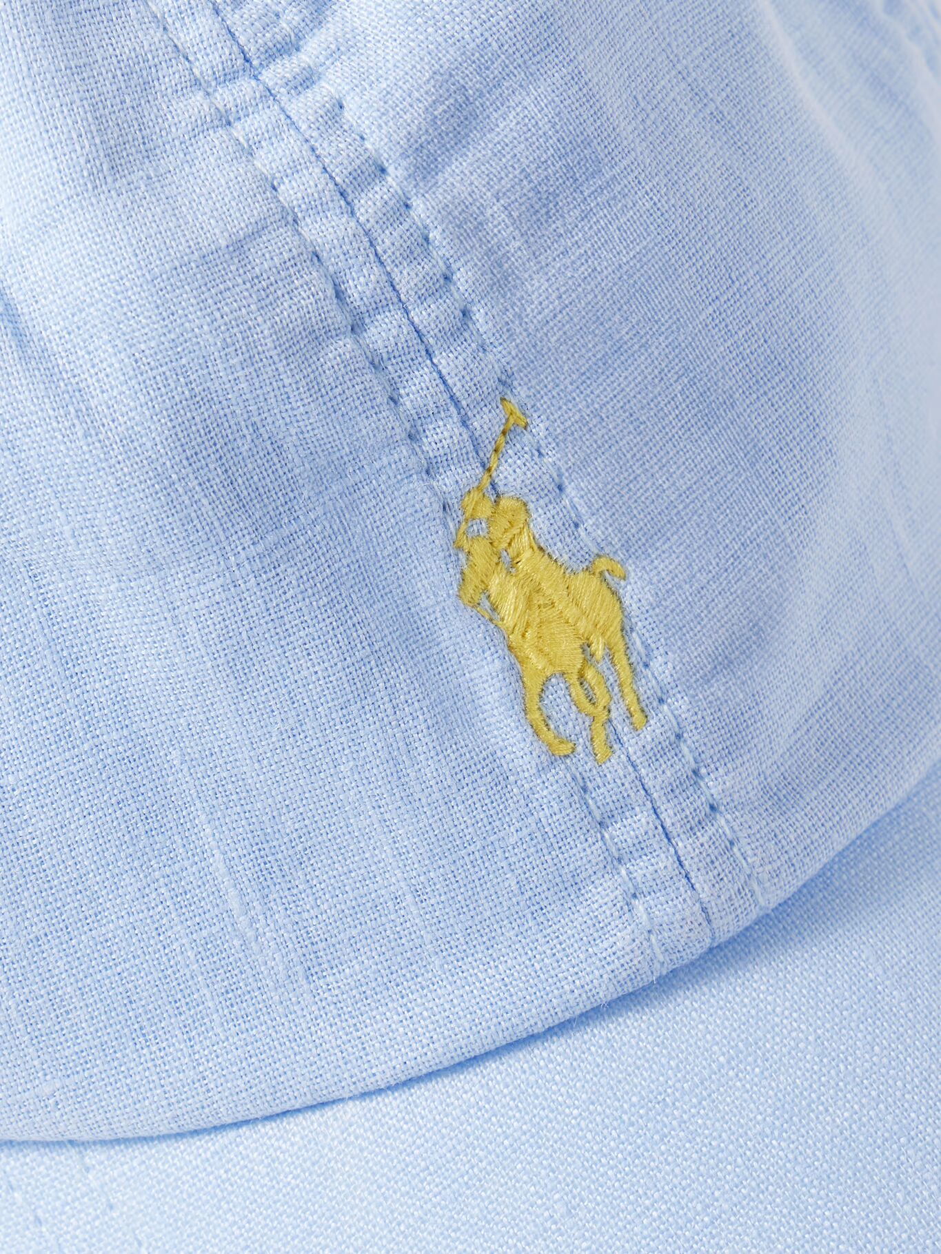 

Льняная бейсболка с кожаной отделкой и вышитым логотипом POLO RALPH LAUREN, синий