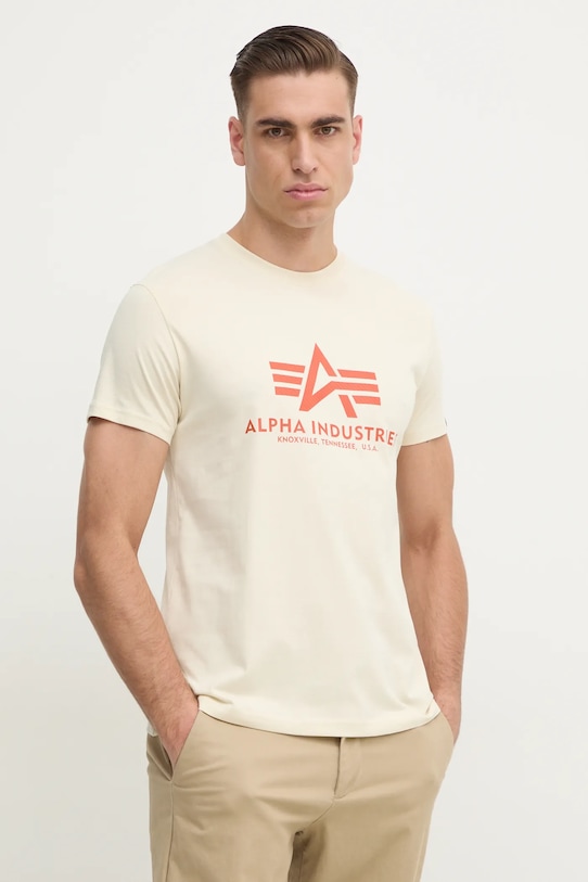 

Хлопковая футболка Alpha Industries, бежевый