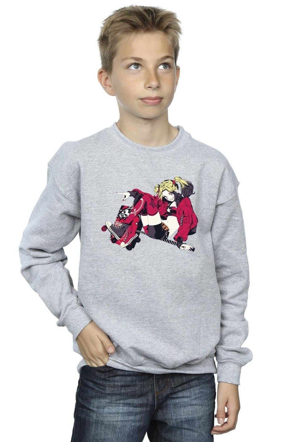 

Толстовка Harley Quinn на роликах DC Comics, серый