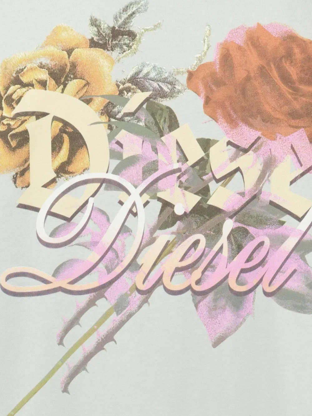 Футболка с круглым вырезом и цветочным принтом Diesel, белый — фото 3